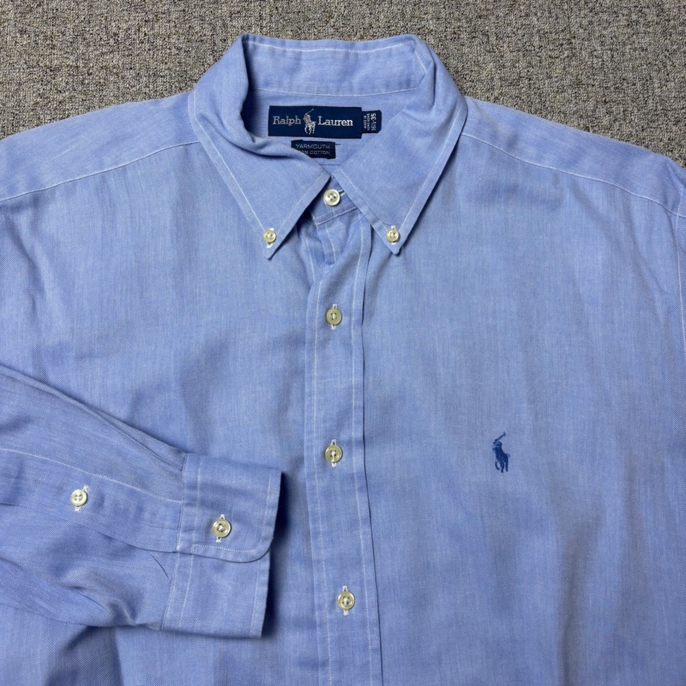 Ralph Lauren Shirt Mens 16.5 34/35 Yarmouth Blue Button Down Cotton XXL